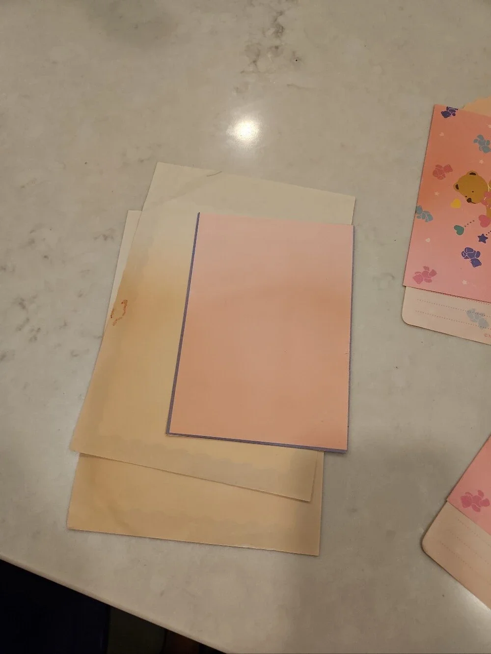 Vintage 90s Sanrio Bear Partial Stationery Paper And Envelopes